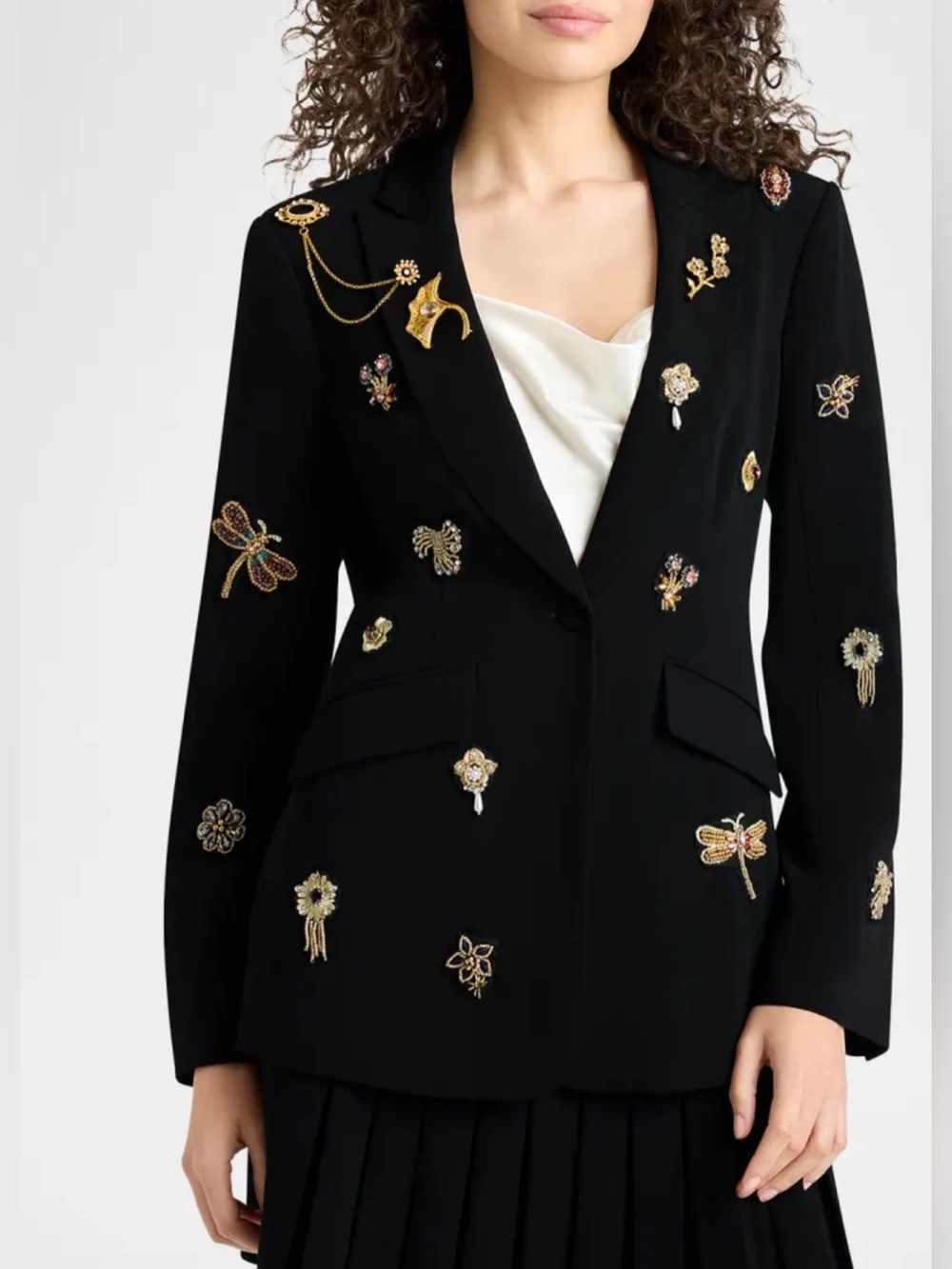 Cinq a Sept Cheyenne Beaded Blazer with Brooches